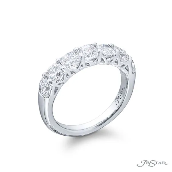 Seven Stone Cushion Cut Shared Prong Platinum Diamond Band Jeffrey Mann Fine Jewelers, Inc Toledo, OH