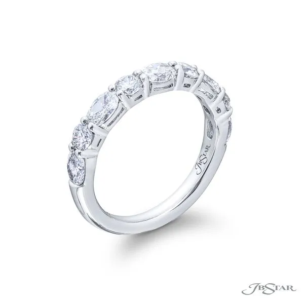 Shared Prong Oval and Round Alternating Platinum Diamond Band Jeffrey Mann Fine Jewelers, Inc Toledo, OH