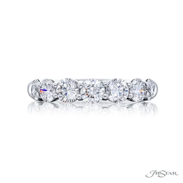 Serven Stone Round Diamond Shared Prong Platinum Band Image 2 Jeffrey Mann Fine Jewelers, Inc Toledo, OH