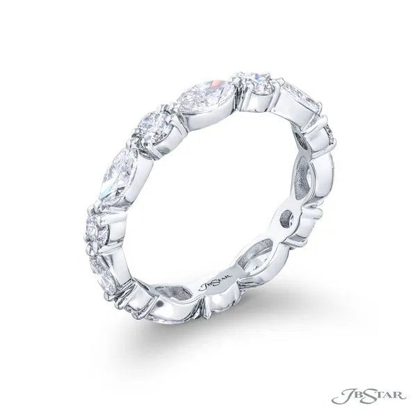 Sixteen Stone Alternating Marquise and Round Diamond Platinum Eternity Band Jeffrey Mann Fine Jewelers, Inc Toledo, OH