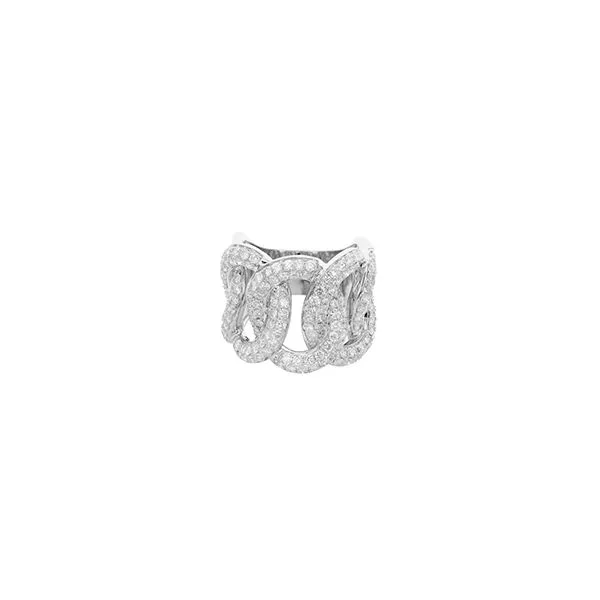 Wide Oval Link Pave Diamond Fashion Ring set in White Gold Jeffrey Mann Fine Jewelers, Inc Toledo, OH