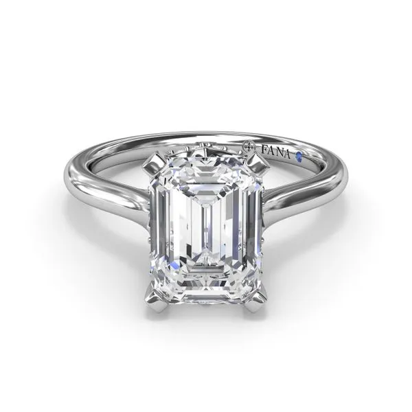 White Gold Emerald Cut Cathedral Mounting with Peekaboo Diamond Head Image 2 Jeffrey Mann Fine Jewelers, Inc Toledo, OH