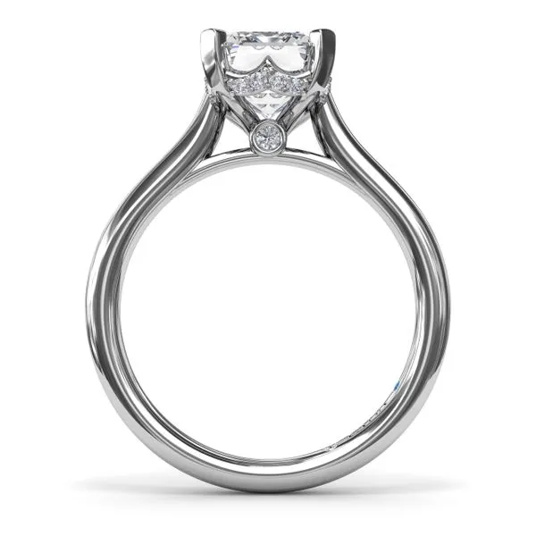 White Gold Emerald Cut Cathedral Mounting with Peekaboo Diamond Head Image 3 Jeffrey Mann Fine Jewelers, Inc Toledo, OH