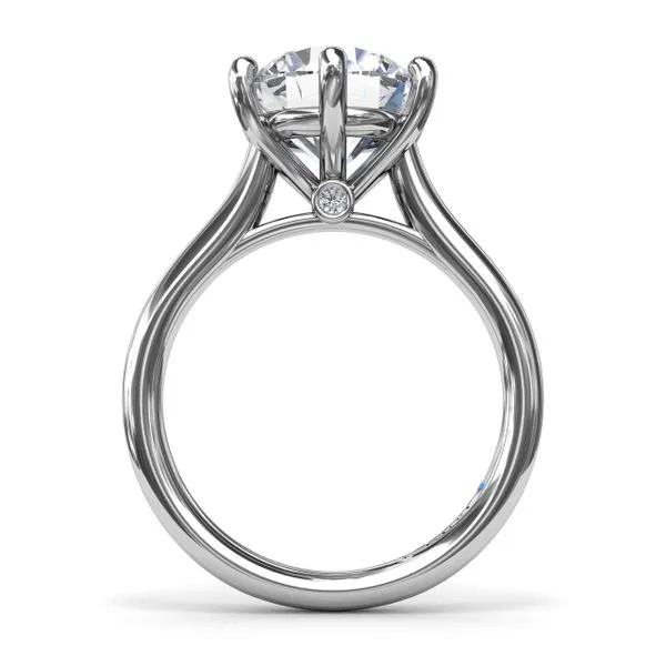 White Gold Six Prong Round Cathedral Solitaire Mounting with Two Peekaboo Diamonds Image 3 Jeffrey Mann Fine Jewelers, Inc Toledo, OH
