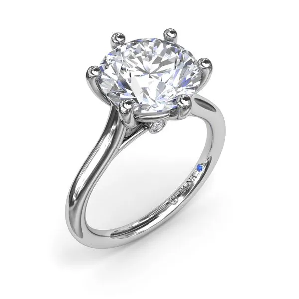 White Gold Six Prong Round Cathedral Solitaire Mounting with Two Peekaboo Diamonds Jeffrey Mann Fine Jewelers, Inc Toledo, OH