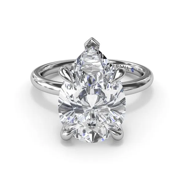 White Gold Six Prong Pear Shape Mounting with Peekaboo Diamond Head Image 2 Jeffrey Mann Fine Jewelers, Inc Toledo, OH