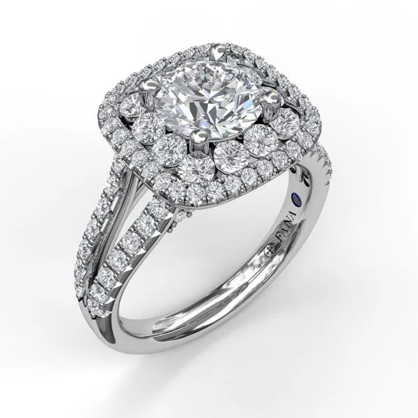 White Gold 1.08CTTW Split Shank Double Halo Semi Mounting Jeffrey Mann Fine Jewelers, Inc Toledo, OH