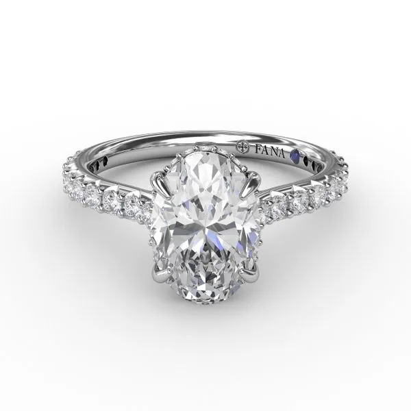 White Gold .48CT Hidden Halo Prong Set Diamond Semi Mount with Peekaboo Diamond Accents Image 2 Jeffrey Mann Fine Jewelers, Inc Toledo, OH