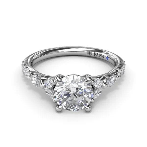White Gold .57CT Marquise and Round Diamond Prong Set Cathedral Semi Mount Image 2 Jeffrey Mann Fine Jewelers, Inc Toledo, OH