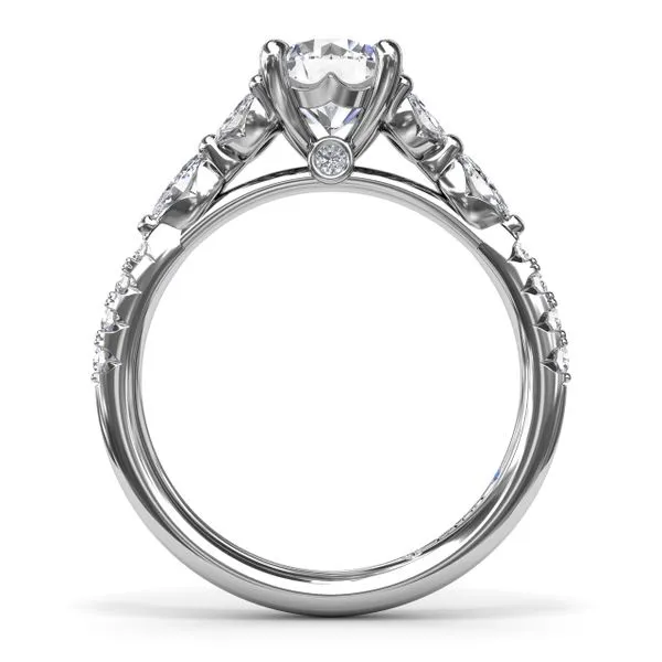 White Gold .57CT Marquise and Round Diamond Prong Set Cathedral Semi Mount Image 3 Jeffrey Mann Fine Jewelers, Inc Toledo, OH