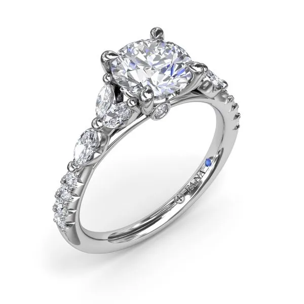 White Gold .57CT Marquise and Round Diamond Prong Set Cathedral Semi Mount Jeffrey Mann Fine Jewelers, Inc Toledo, OH