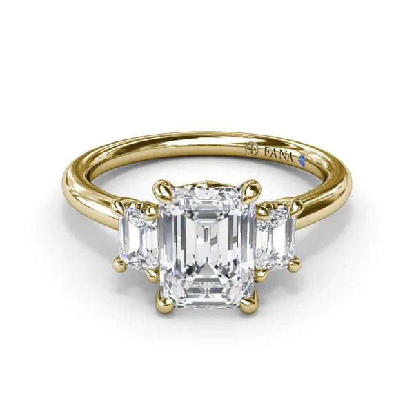 Yellow Gold .40CT Three Stone Emerald Cut Diamond Semi Mounting Image 2 Jeffrey Mann Fine Jewelers, Inc Toledo, OH