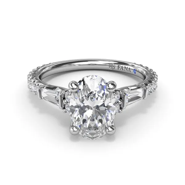 Tapered Baguette and Round Prong Set Diamond Semi Mounting with Peekaboo Diamond Accents Image 2 Jeffrey Mann Fine Jewelers, Inc Toledo, OH