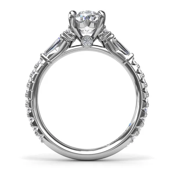 Tapered Baguette and Round Prong Set Diamond Semi Mounting with Peekaboo Diamond Accents Image 3 Jeffrey Mann Fine Jewelers, Inc Toledo, OH