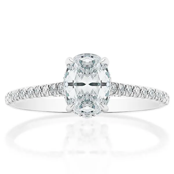 Prong Set Hidden Halo Cathedral Semi Mounting in White Gold Image 3 Jeffrey Mann Fine Jewelers, Inc Toledo, OH