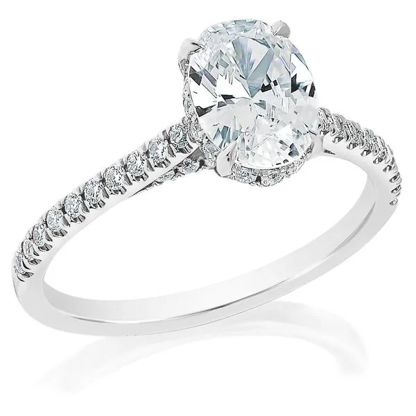 Prong Set Hidden Halo Cathedral Semi Mounting in White Gold Jeffrey Mann Fine Jewelers, Inc Toledo, OH