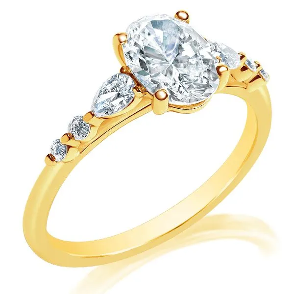 Pear and Round Diamond Accent Solitaire Mounting in Yellow Gold Jeffrey Mann Fine Jewelers, Inc Toledo, OH