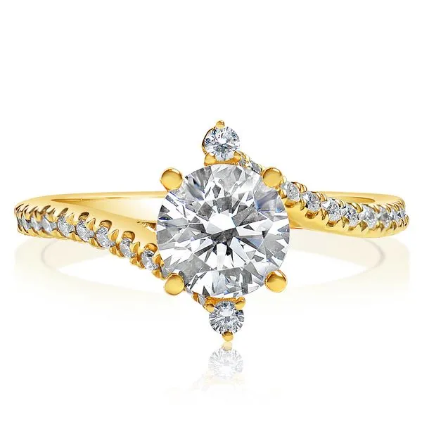 Compass Set Round Three Stone Swirled Diamond Mounting in Yellow Gold Image 2 Jeffrey Mann Fine Jewelers, Inc Toledo, OH