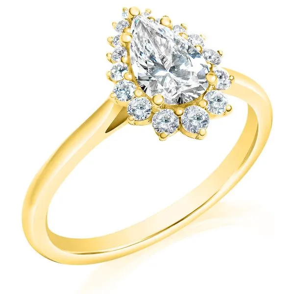 Graduated Pear Shape Halo Mounting in Yellow Gold Jeffrey Mann Fine Jewelers, Inc Toledo, OH