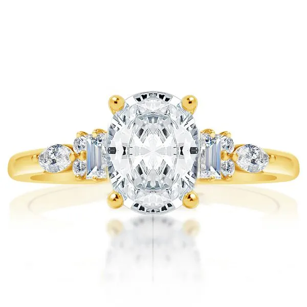 Baguette, Round, and Marquise Diamond Accent Semi Mounting in Yellow Gold Jeffrey Mann Fine Jewelers, Inc Toledo, OH