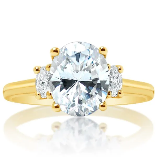 Three Stone Oval Shape Diamond Mounting in White or Yellow Gold Image 2 Jeffrey Mann Fine Jewelers, Inc Toledo, OH