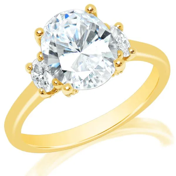 Three Stone Oval Shape Diamond Mounting in White or Yellow Gold Jeffrey Mann Fine Jewelers, Inc Toledo, OH