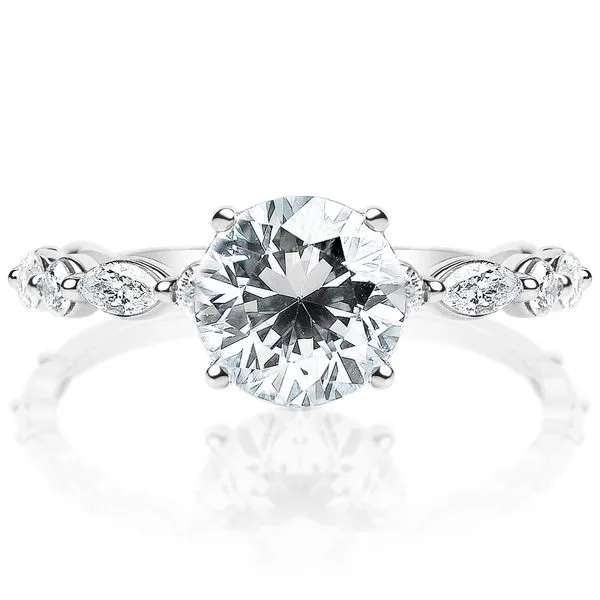 Marquise and Round Shared Prong Diamond Semi Mounting in White Gold Image 2 Jeffrey Mann Fine Jewelers, Inc Toledo, OH