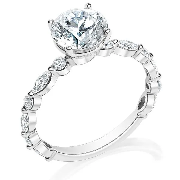 Marquise and Round Shared Prong Diamond Semi Mounting in White Gold Jeffrey Mann Fine Jewelers, Inc Toledo, OH