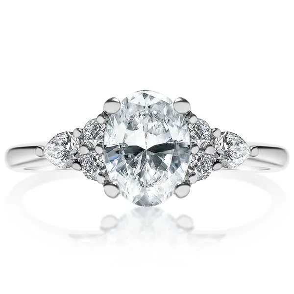 Two Stone Round and Pear Shape Diamond Accent Semi Mounting in White Gold Image 2 Jeffrey Mann Fine Jewelers, Inc Toledo, OH