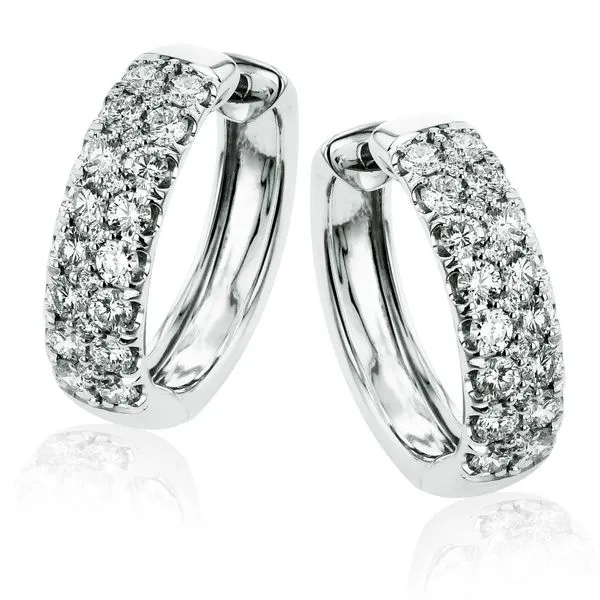 Three Row Prong Set Diamond Hoop Earrings Jeffrey Mann Fine Jewelers, Inc Toledo, OH