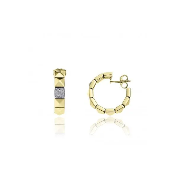 Armillas Pyramis Yellow Gold Pave Diamond Pyramid Hoop Earings Jeffrey Mann Fine Jewelers, Inc Toledo, OH