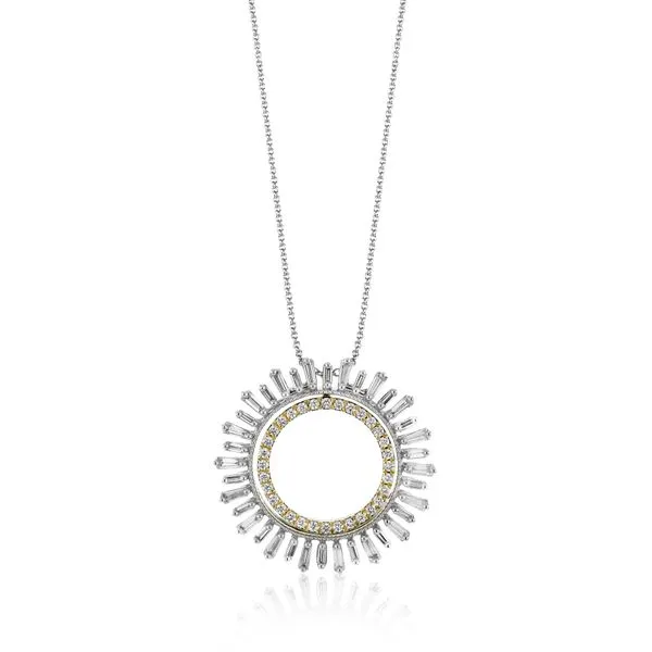 Baguette and Round Double Circle Diamond Pendant Jeffrey Mann Fine Jewelers, Inc Toledo, OH