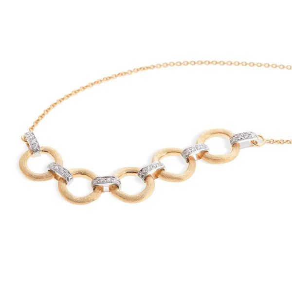 Jaipur Collection Five Gold Circle and Diamond Bar Link Necklace Image 2 Jeffrey Mann Fine Jewelers, Inc Toledo, OH