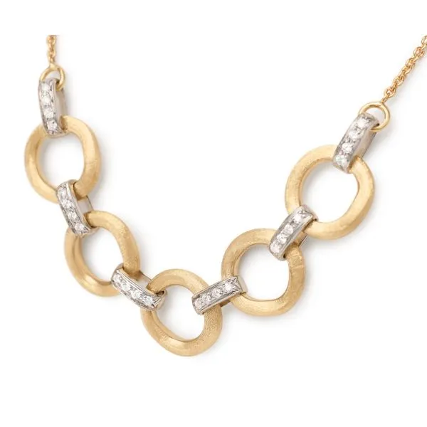 Jaipur Collection Five Gold Circle and Diamond Bar Link Necklace Jeffrey Mann Fine Jewelers, Inc Toledo, OH