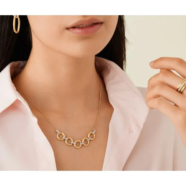 Jaipur Collection Five Gold Circle and Diamond Bar Link Necklace Image 5 Jeffrey Mann Fine Jewelers, Inc Toledo, OH