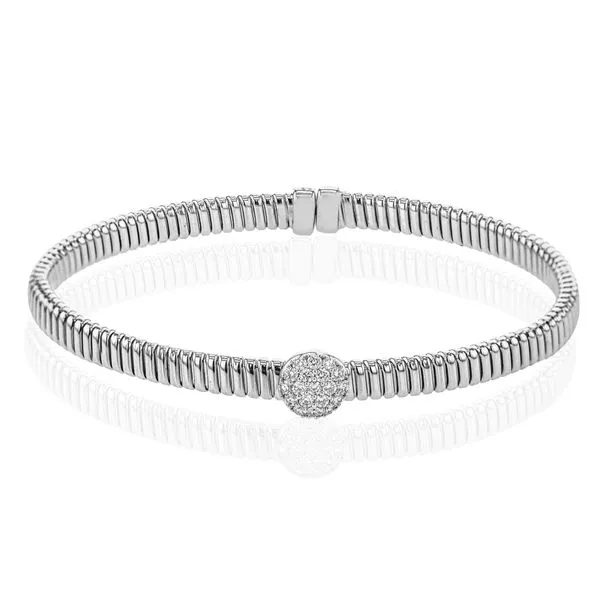 Pave Diamond Station Flex Bangle in White Gold Jeffrey Mann Fine Jewelers, Inc Toledo, OH