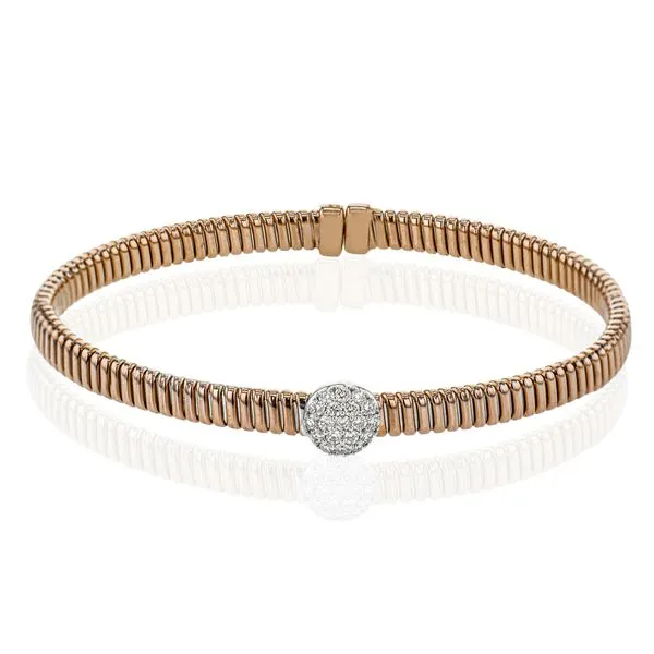 Pave Diamond Station Flex Bangle in Rose Gold Jeffrey Mann Fine Jewelers, Inc Toledo, OH