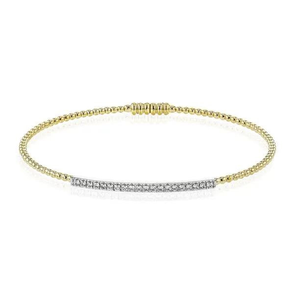Prong Set Diamond Beaded Gold Bangle Bracelet Jeffrey Mann Fine Jewelers, Inc Toledo, OH