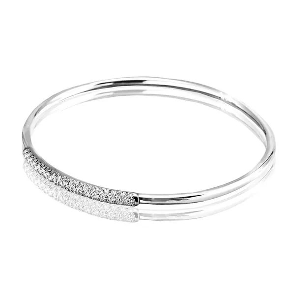 Pave Station Diamond Bangle Bracelet in White Gold Jeffrey Mann Fine Jewelers, Inc Toledo, OH
