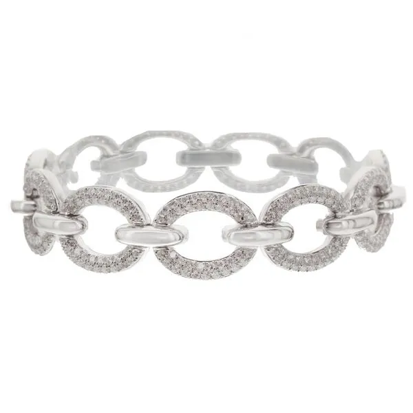 Alternating Pave Diamond and White Gold Link Tennis Bracelet Jeffrey Mann Fine Jewelers, Inc Toledo, OH