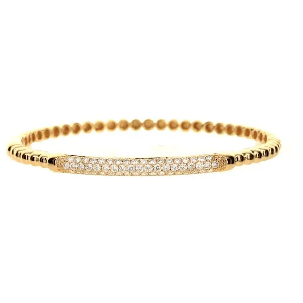 Pave Station Diamond Bangle Bracelet with Yellow Gold Beaded Detail Jeffrey Mann Fine Jewelers, Inc Toledo, OH