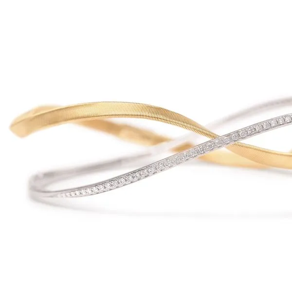 Marrakech Collection White and Yellow Gold Double Strand Infinity Diamond Bangle Bracelet Image 3 Jeffrey Mann Fine Jewelers, Inc Toledo, OH