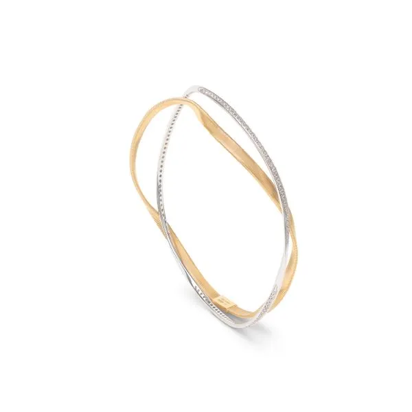 Marrakech Collection White and Yellow Gold Double Strand Infinity Diamond Bangle Bracelet Jeffrey Mann Fine Jewelers, Inc Toledo, OH