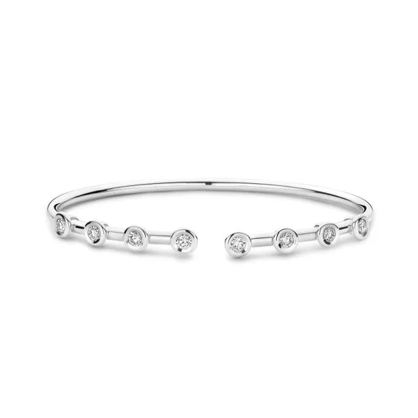 White Gold Eight Station Bezel Flex Cuff Diamond Bracelet Jeffrey Mann Fine Jewelers, Inc Toledo, OH
