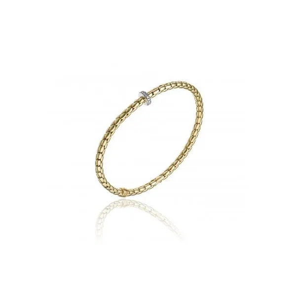 Stretch Spring Yellow Gold Diamond Station Stretch Bracelet Jeffrey Mann Fine Jewelers, Inc Toledo, OH