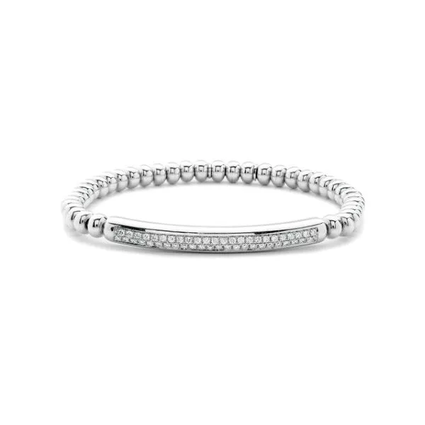 Tresore Pave Diamond Station Flexible Beaded bracelet in White Gold Jeffrey Mann Fine Jewelers, Inc Toledo, OH