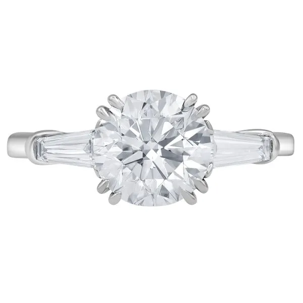 Three Stone Round and Baguette Diamond Ring in White Gold Jeffrey Mann Fine Jewelers, Inc Toledo, OH