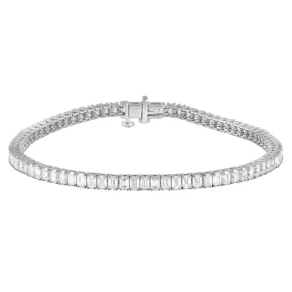 Emerald Cut Straight Line Prong Set Diamond Tennis Bracelet Jeffrey Mann Fine Jewelers, Inc Toledo, OH
