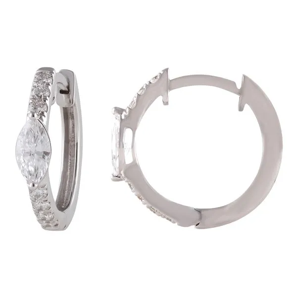 Marquise and Round Diamond Huggie Hoop Earrings Jeffrey Mann Fine Jewelers, Inc Toledo, OH