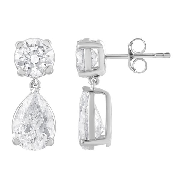 Pear and Round Brilliant Dangle Diamond Earrings Jeffrey Mann Fine Jewelers, Inc Toledo, OH